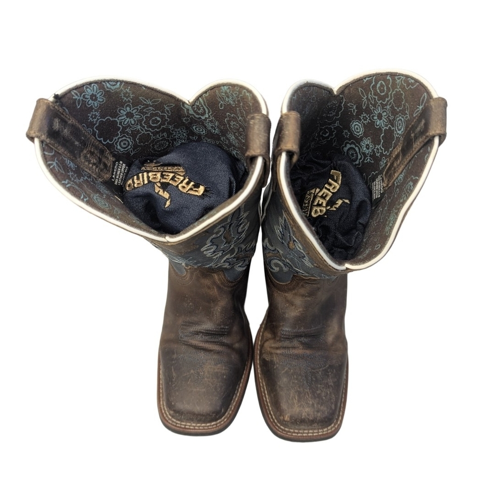 Laredo Women 5666 Isla Inlay Embroidery Square Toe Cowboy Blue Boot Size 8.5 - Picture 2 of 8